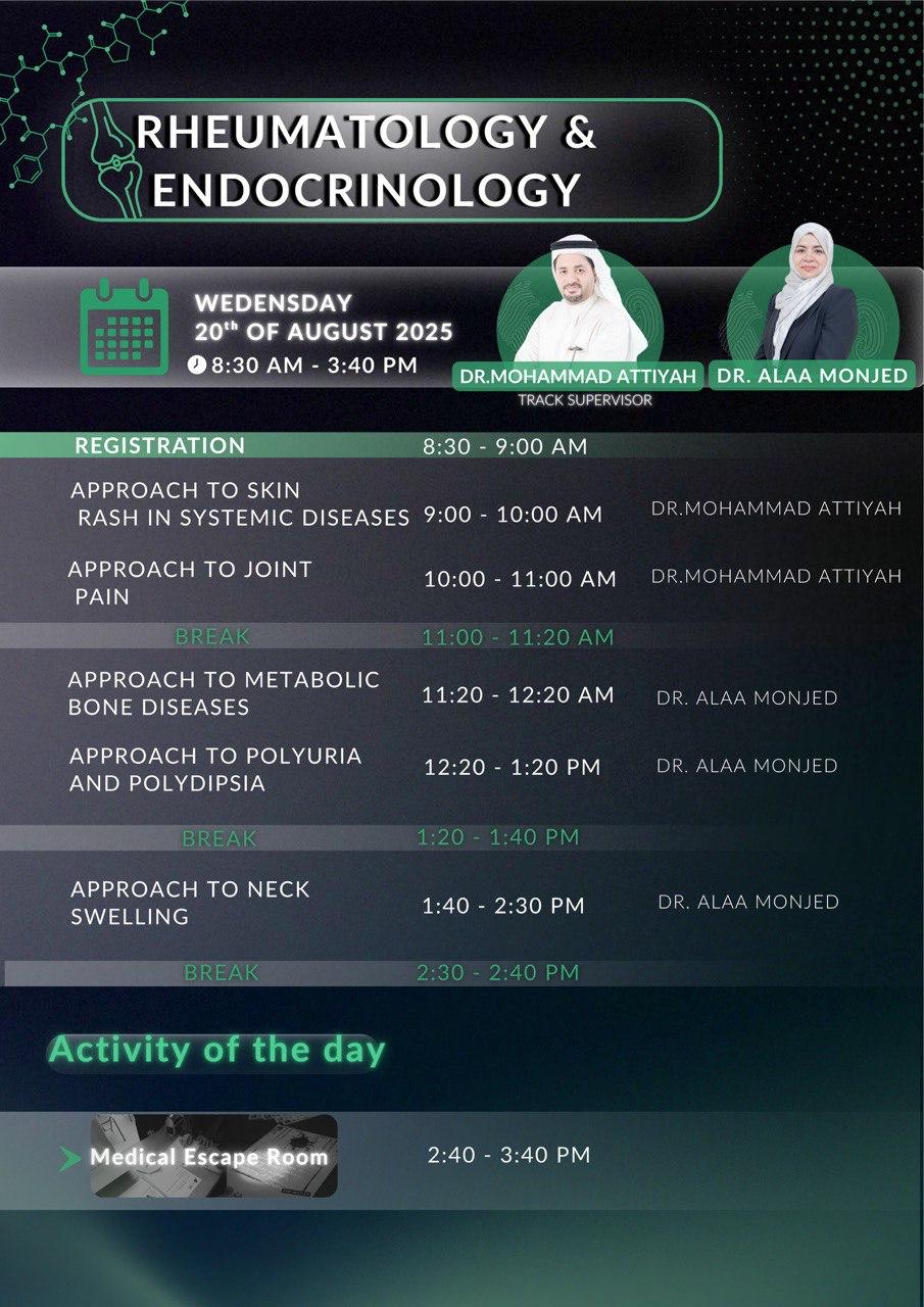 Day 5 - Rheumatology & endocrinology activities overview